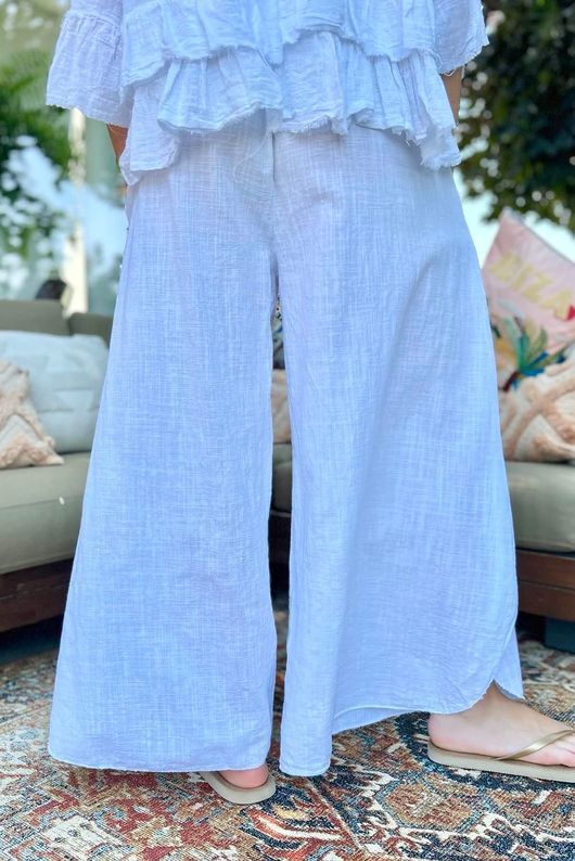 Frame Scoop Hem Pant White